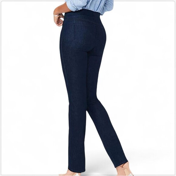 NYDJ Pull On Marilyn Straight Leg Stretch Jeans in Rinse Dark Wash New NWT 8 - Picture 3 of 6